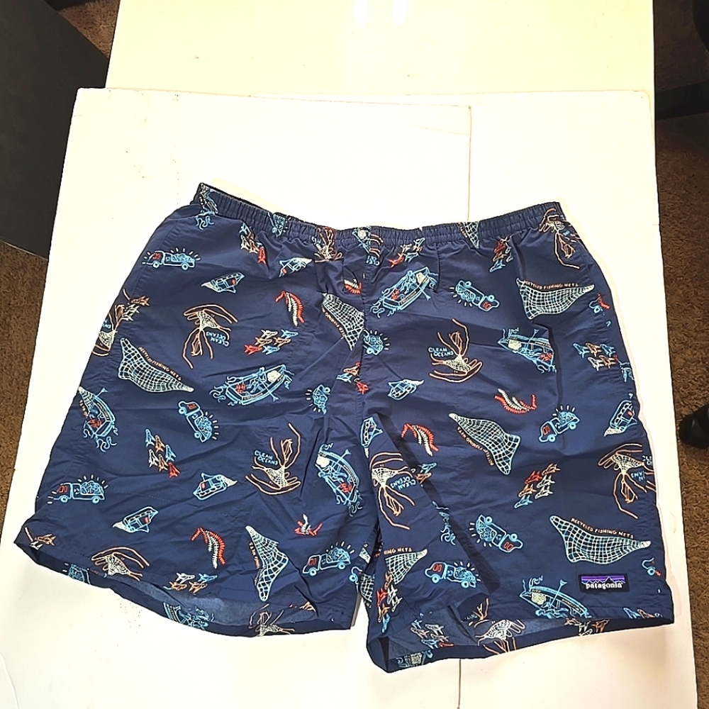 Patagonia Netplus Shells Blue Patterned Unlined Casual Shorts Size XXL